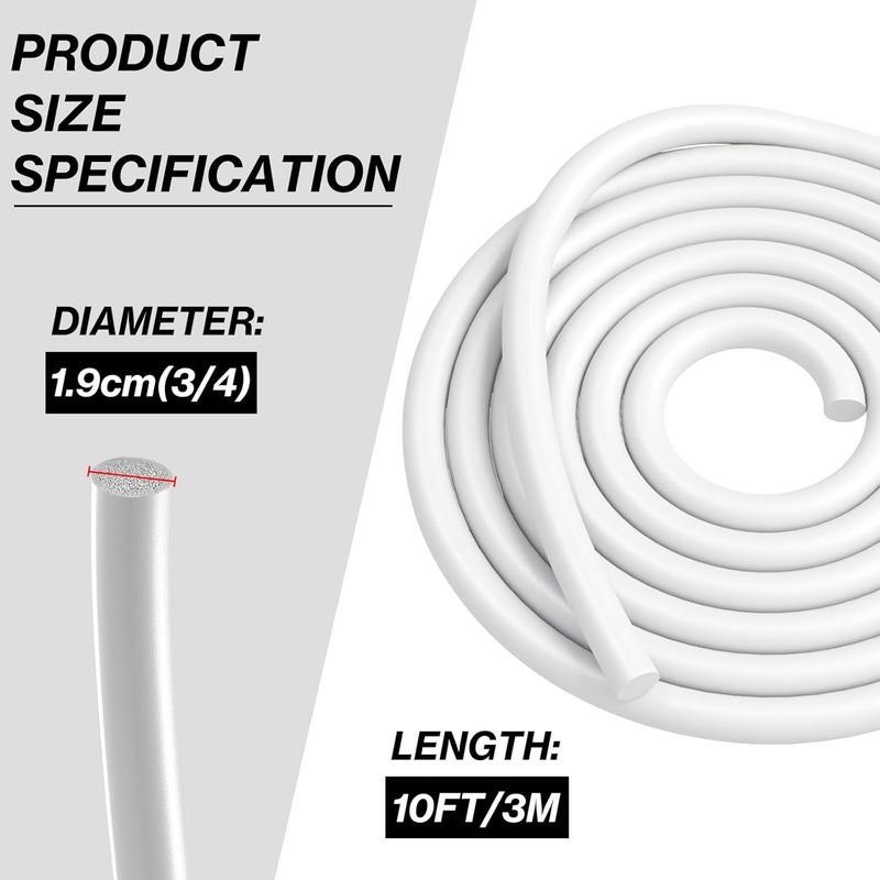 Taikula 10FT Backer Rod 3/4 Inch Diameter Rubber Caulk Concrete Expansion Joint Filler White Saver Weather Strip Seal for Gaps and Joints Concrete Filling (3/4 Inch x 10FT) - Image 2